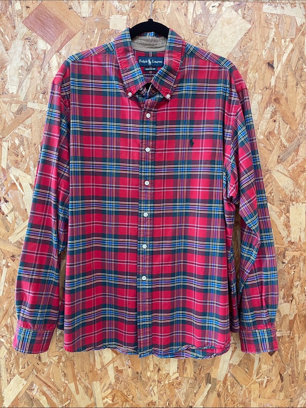 Ralph Lauren Red and Green Plaid Button-Down Shirt - Men's